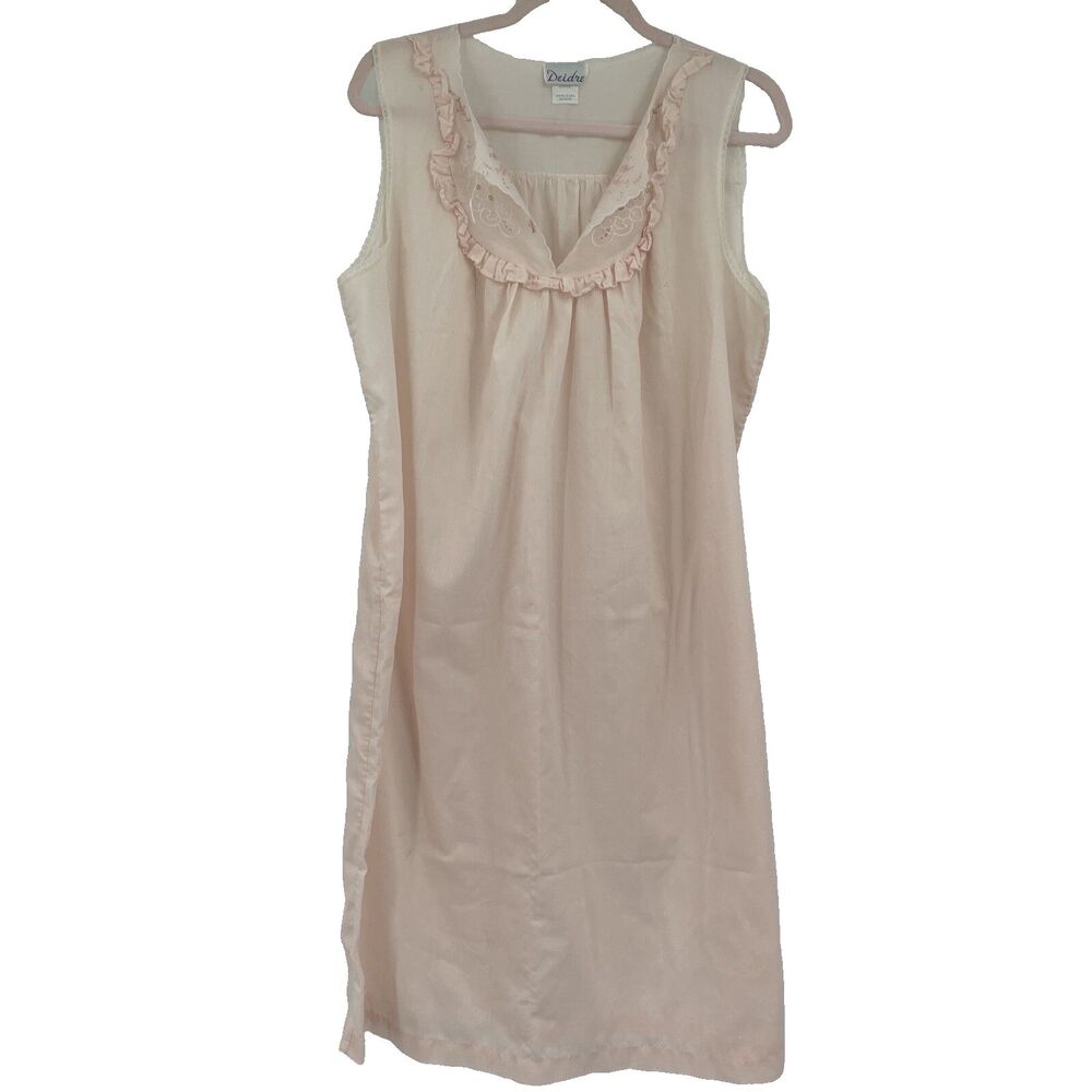 Deidre Vintage Sleeveless Nightgown, Midi, Pale Pink Poly/Blend Sleepwear Medium